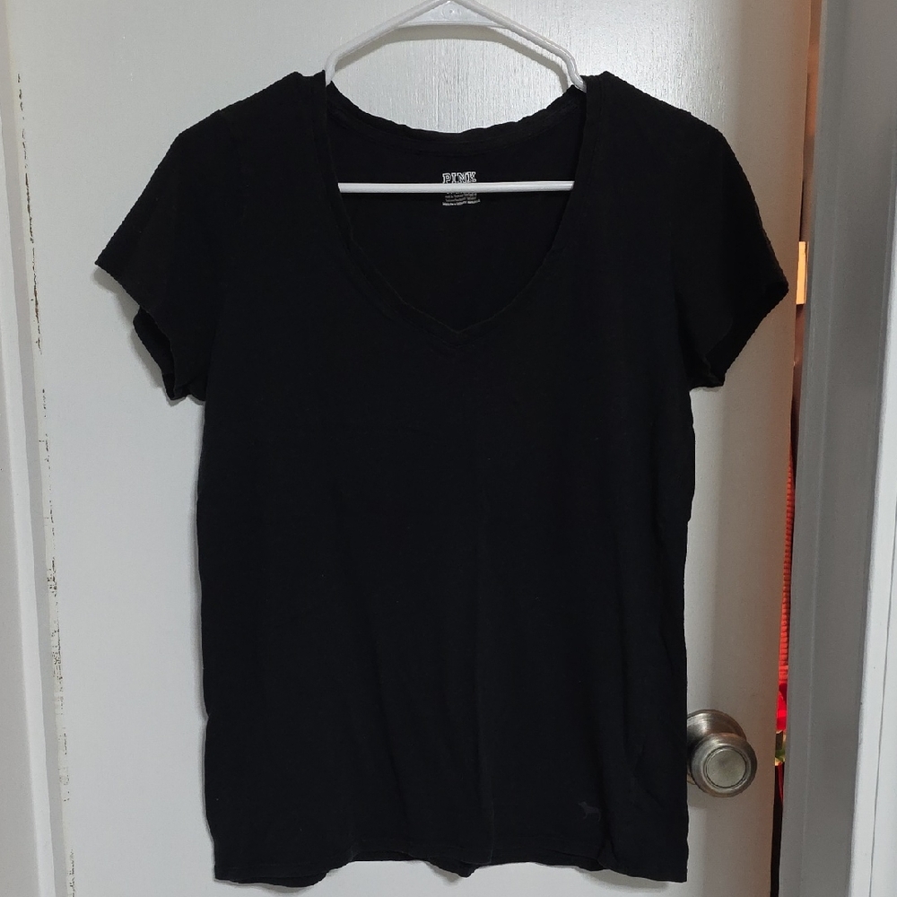 Pink Victoria's Secret Short Sleeve V Neck T Shirt